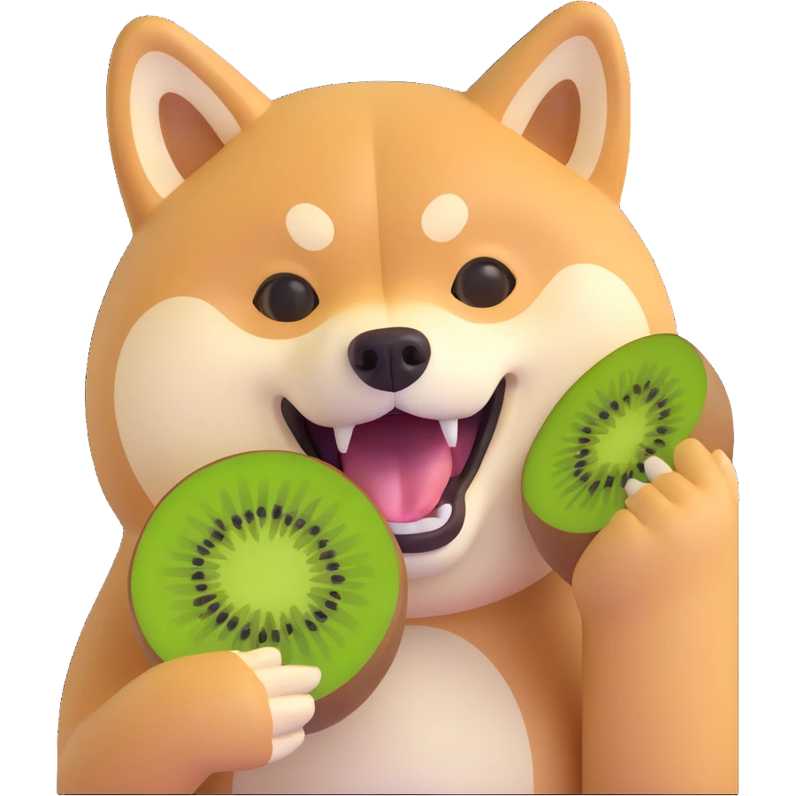 shiba inu eating kiwi emoji