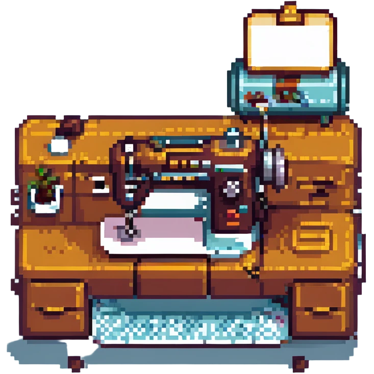 sewing machine, pixel art style, detailed pixel art emoji