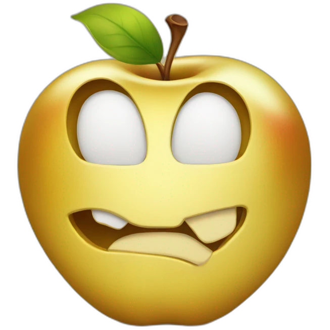 A bitten attractive golden apple, gold emoji