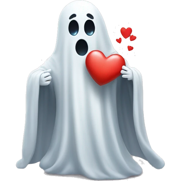 ghost holding a love heart  emoji