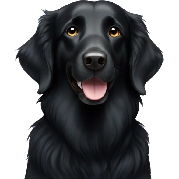 Black Flat coated retriever with white neck emoji