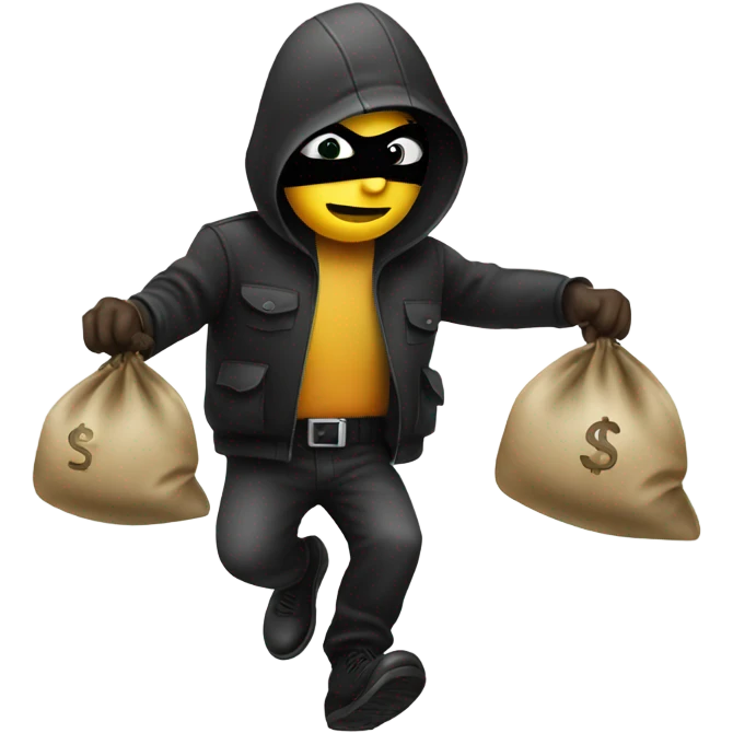 Robber emoji with money bags emoji
