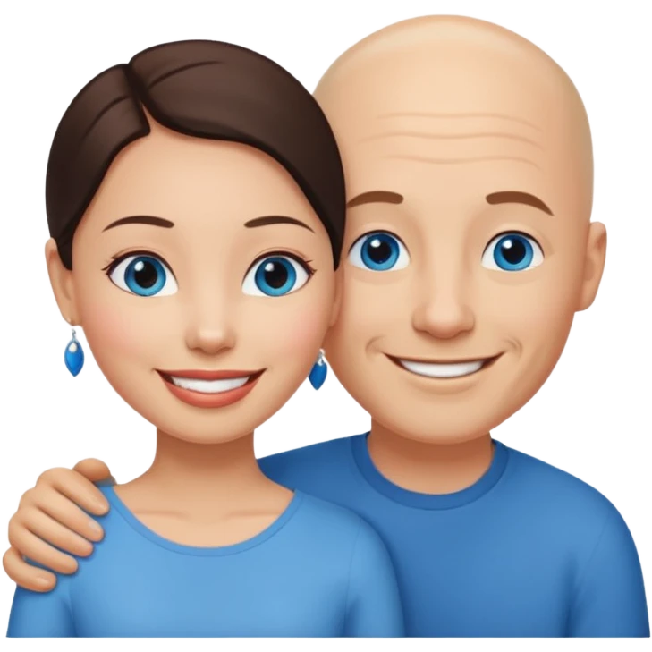 Bald white man blue eyes in love with Filipina woman emoji