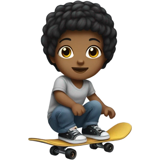 Baby on a skateboard  with dark hair  emoji