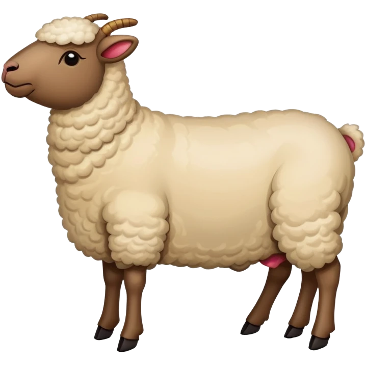 Xinjiang whole roasted lamb on spit with spices, simplified emoji style with bold outlines and bright colors, cartoon style entire cooked sheep emoji