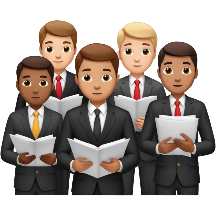 5 mens in business suits studying papers emoji