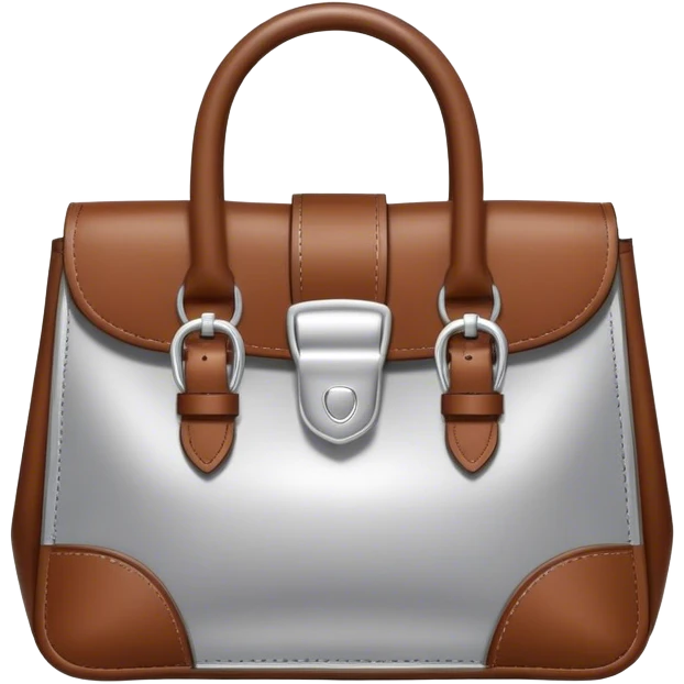 only silver charm from brown leather tote bag with silver buckle detail emoji