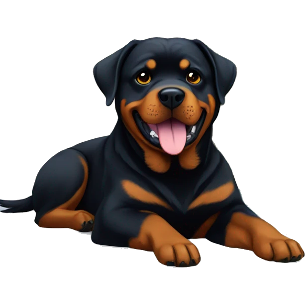 Rottweiler in christmas  day under a Christmas tree with colourful lights  emoji