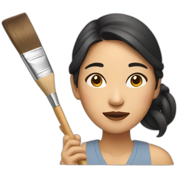asian woman is painting emoji