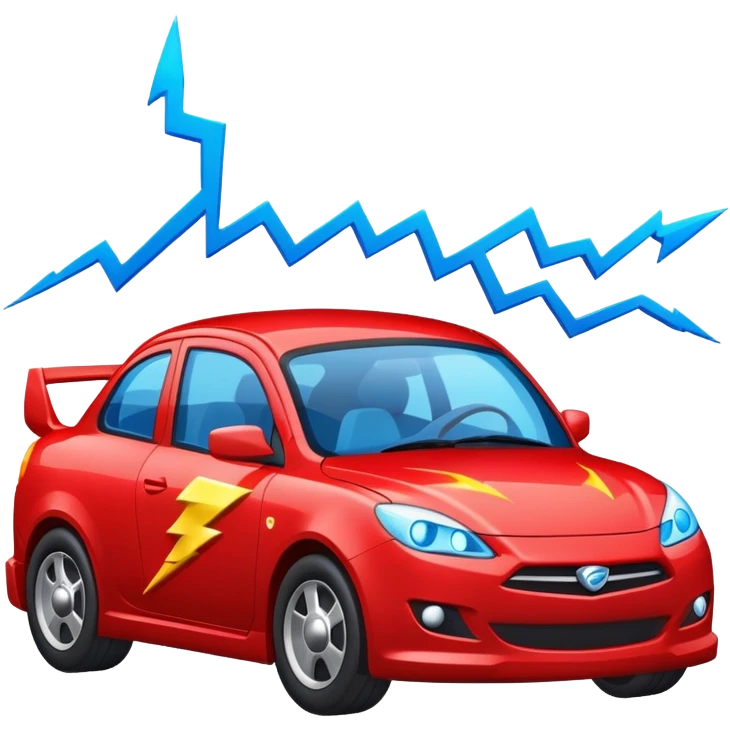 Un carro rojo con ojos azules y que tenga alerón y un Rayo y un 95 en las puertas  emoji