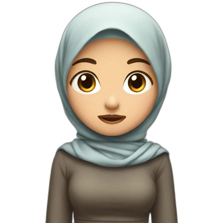 create a cute girl wearing hijab with animation that show she is getting mad emoji