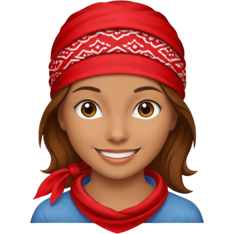 brown haired woman with wearing red bandana emoji