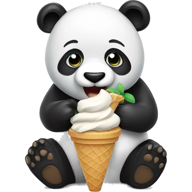 Panda eating ice cream emoji