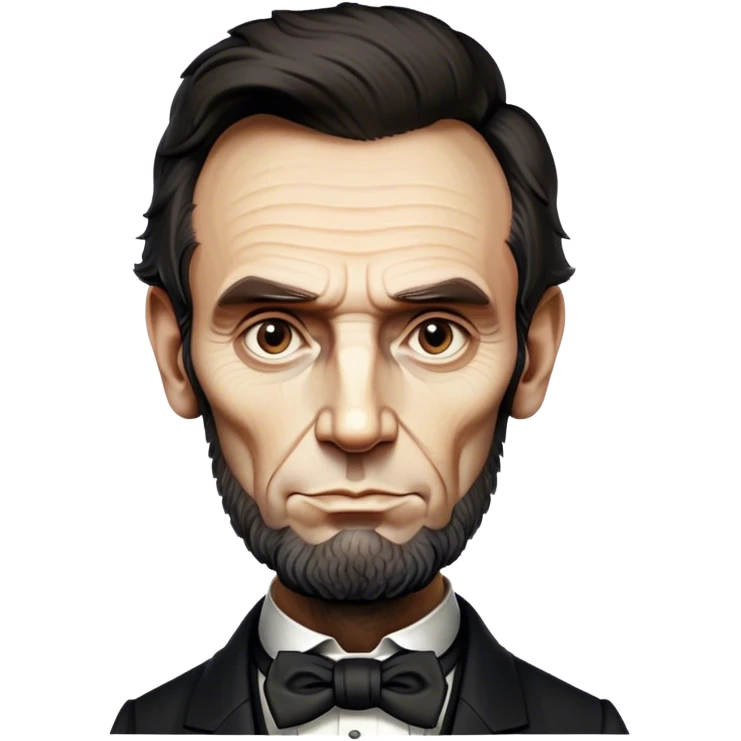 Cinematic Realistic Abraham Lincoln Portrait Emoji, depicted as a stoic iconic statesman with a tall dignified silhouette and thoughtful expression, rendered with detailed textures and dramatic historical lighting that captures his timeless presence. emoji