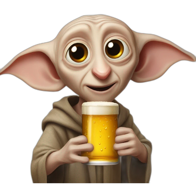 Dobby qui boit une bière  emoji