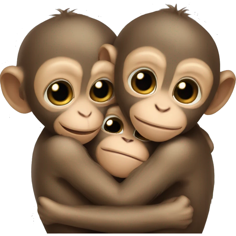 three baby monkeys hugging  emoji