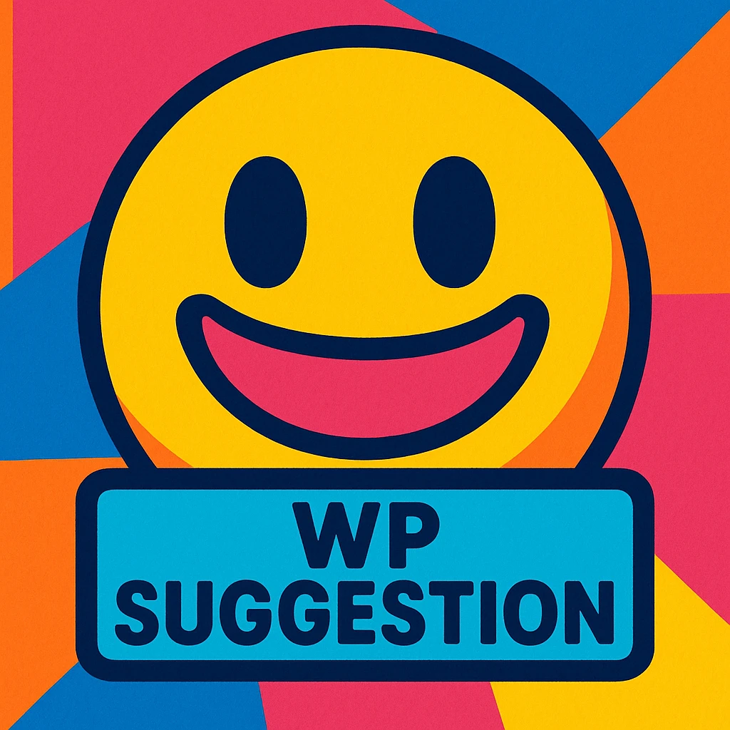 emoji with the text 'WP suggestion' in a vibrant toon style, suitable for IT team Slack reactions emoji