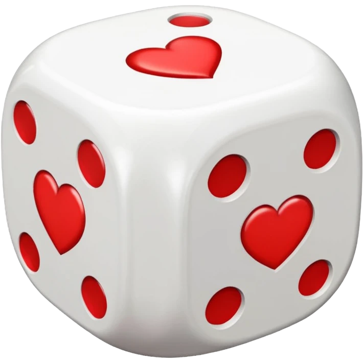 two dices in with red heart details emoji