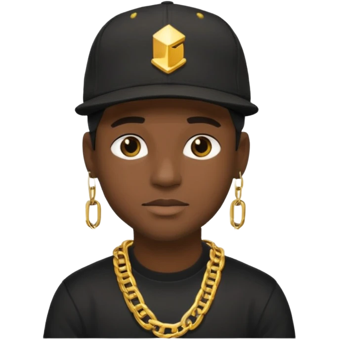 black guy with golden chains and a snapback cap emoji