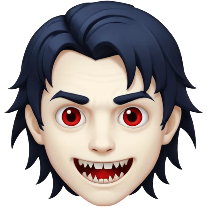 Vampire boy with fangs and half long wavy emo hair  emoji