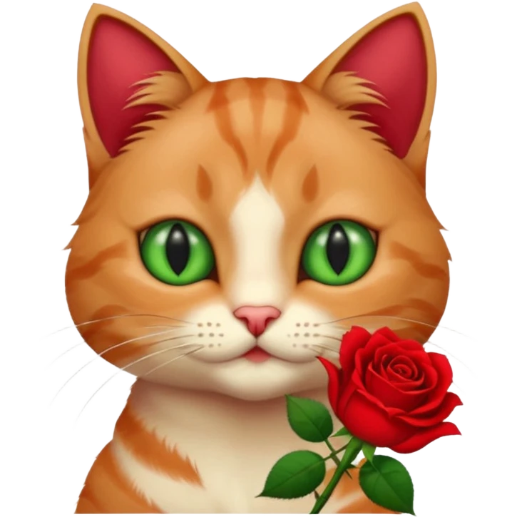 A cat holding a rose emoji