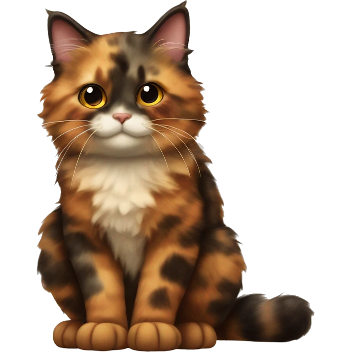 fluffy tortoiseshell cat ￼ emoji
