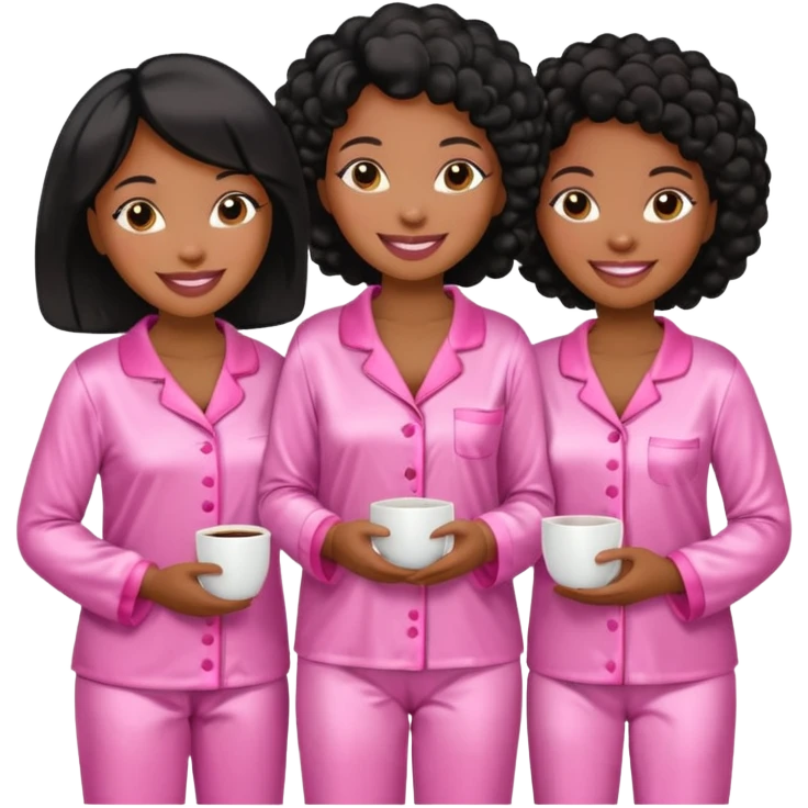 group of black women in pink pajamas high quality silky pajamas and like 20 women emoji