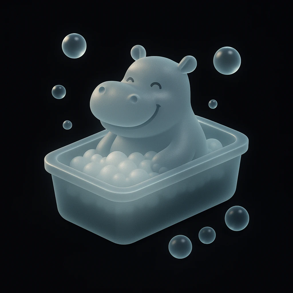 happy hippo with bubbles in bathtub emoji