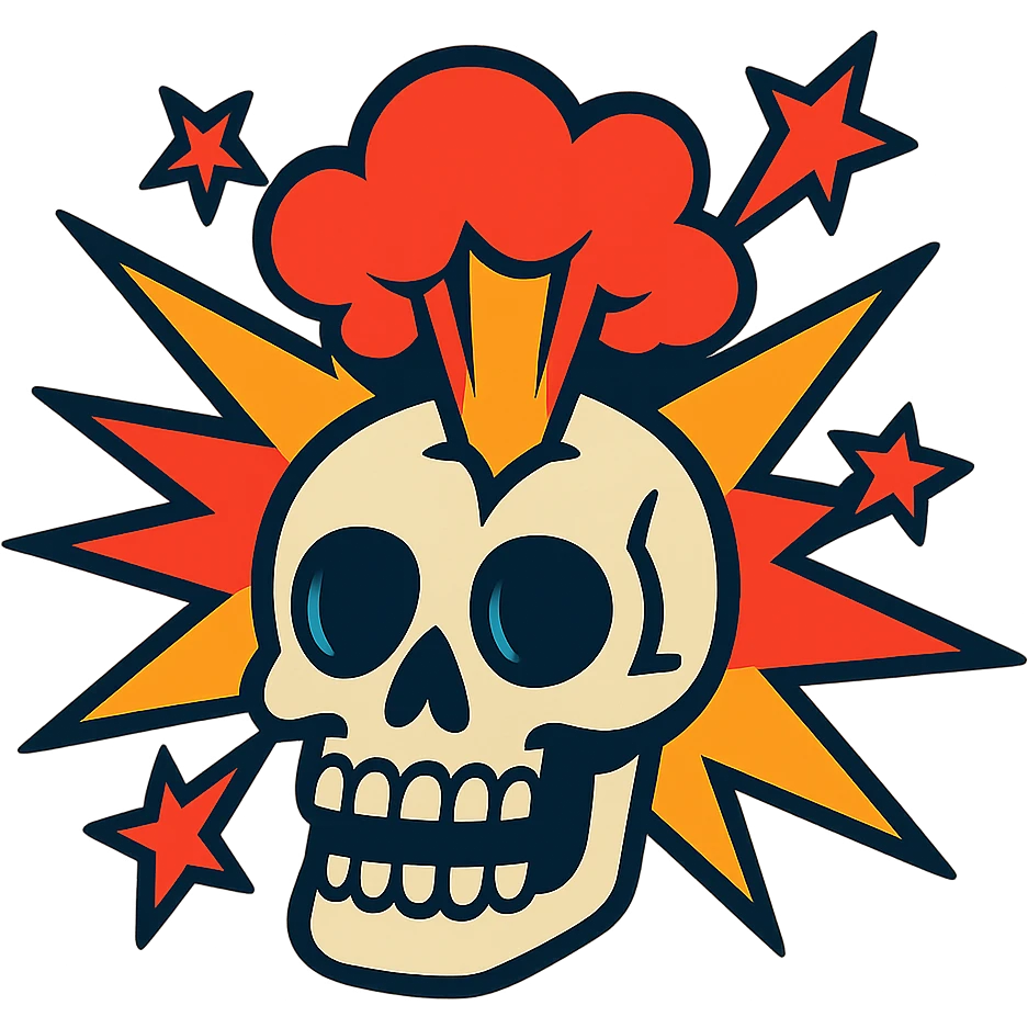 mind-blowing skull with comic explosion emoji