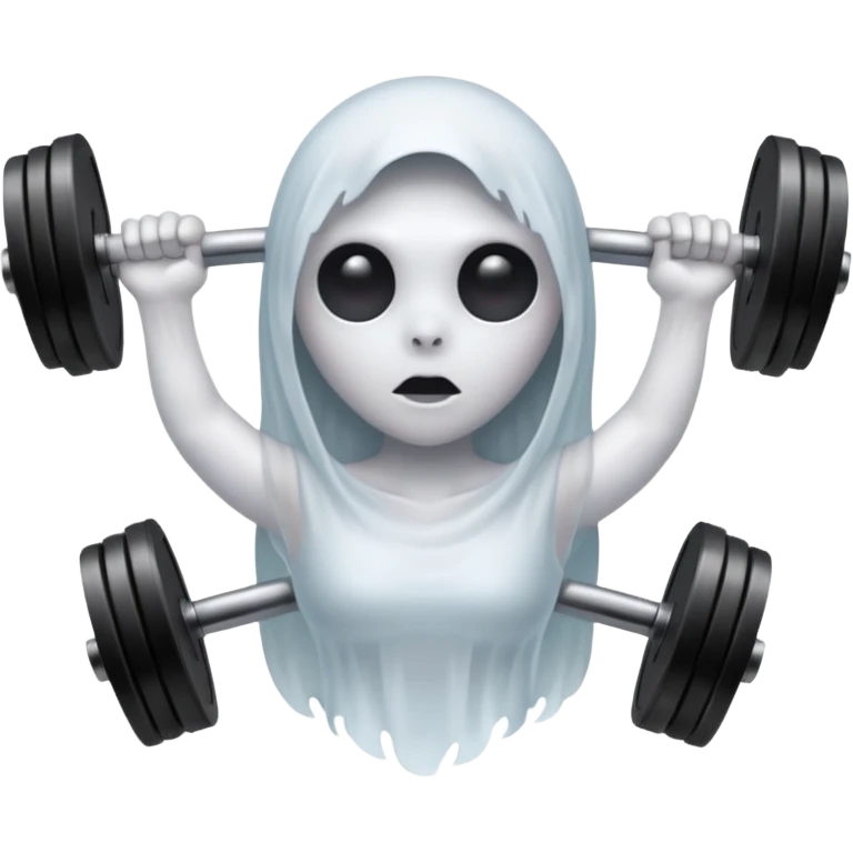 A ghost lifting dumbbells emoji