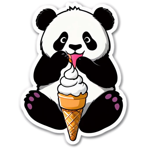 Panda eating ice cream emoji