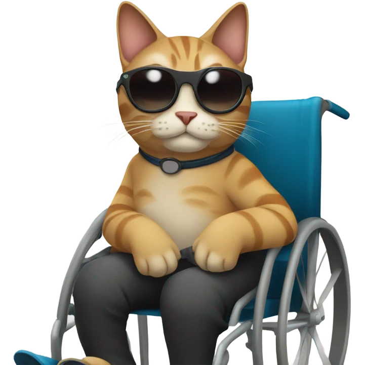 Cat with sunglasses in wheelchair emoji