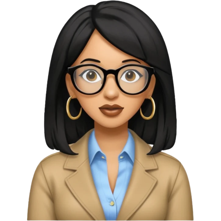 rapper Cardi B black hair wear glasses emoji