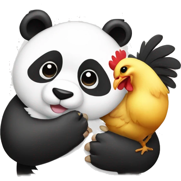 panda hugging a chicken emoji