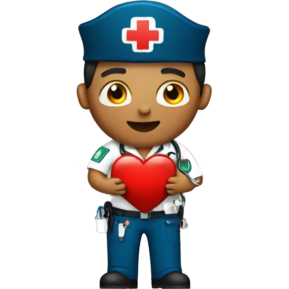 Paramedic holding a heart emoji