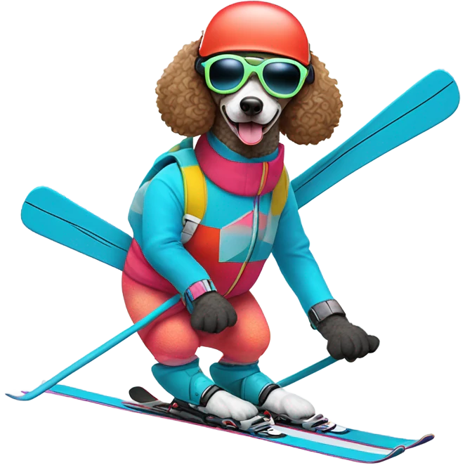 Poodle skiing emoji