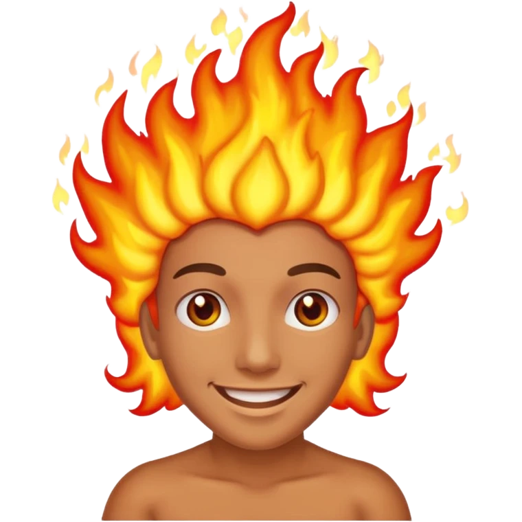 smile with the fire brain emoji