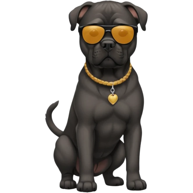 A a black cane corso with Oakley sunglasses emoji