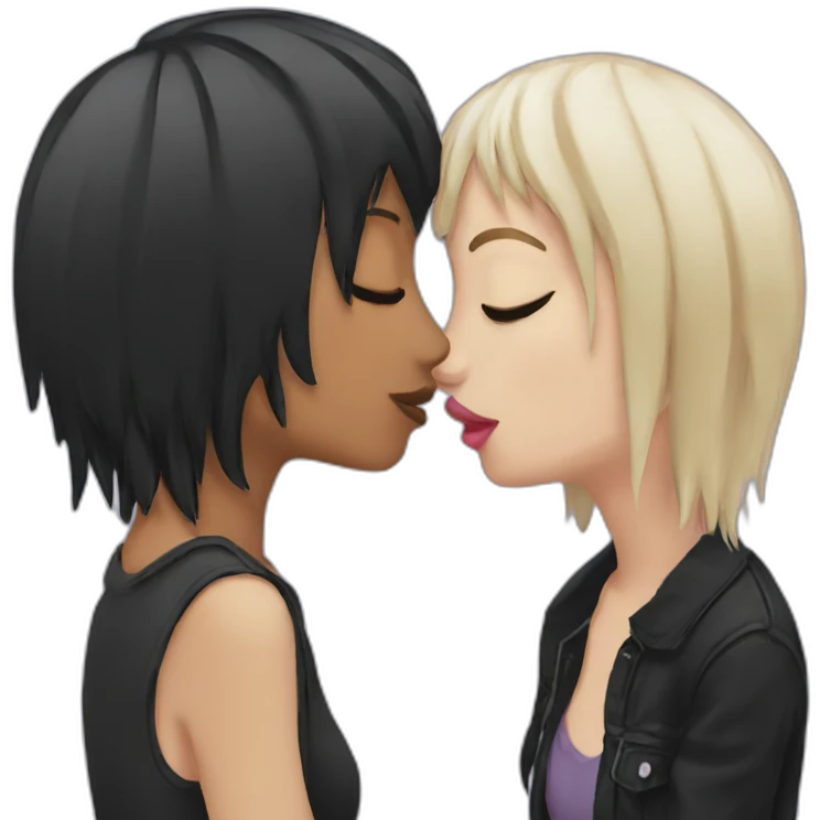 two emo girls kissing emoji