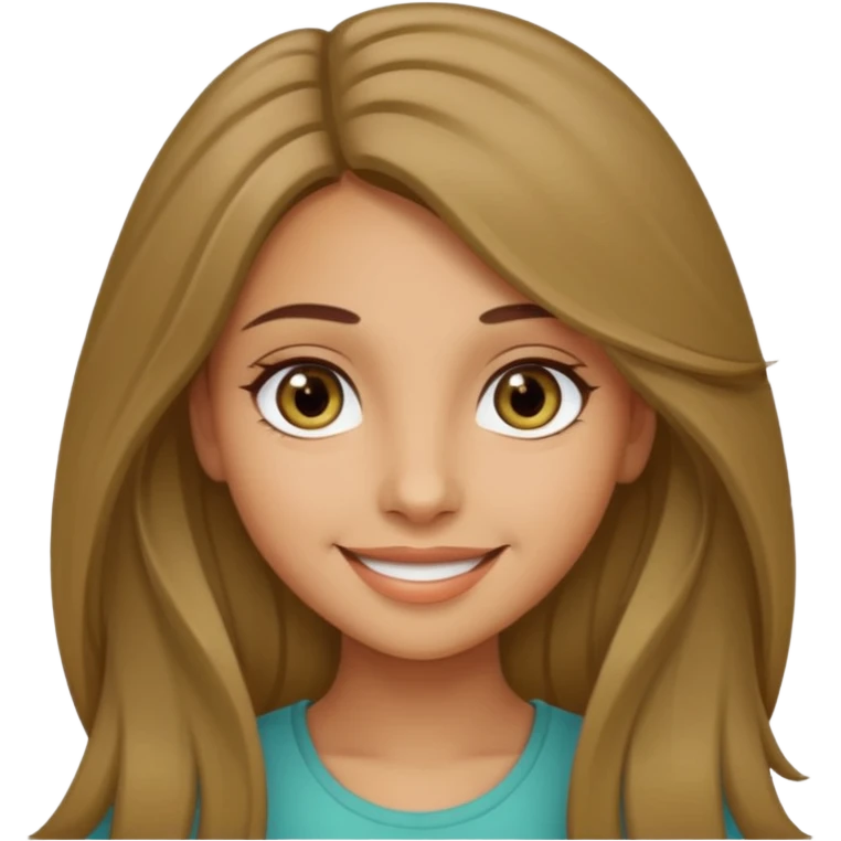 create a girl with dark blond long hair, olive colour eyes, beautiful smile and white skin emoji