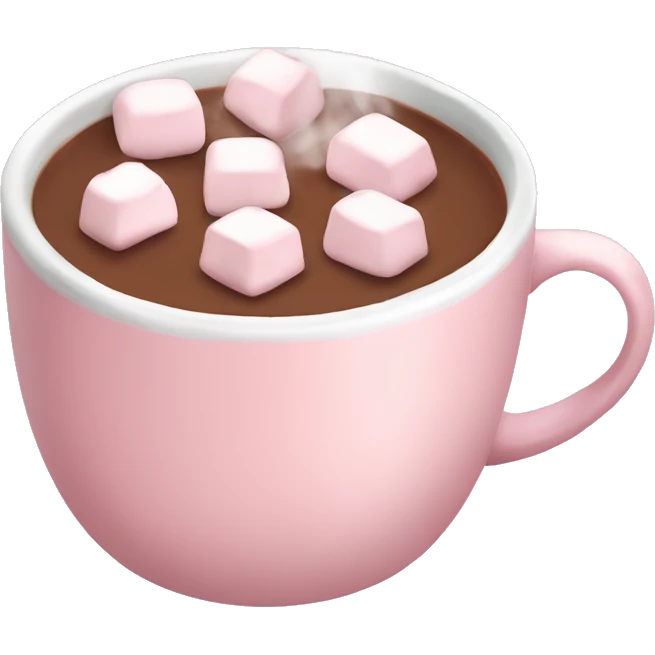 Light Pink mug of hot chocolate with marshmallows  emoji