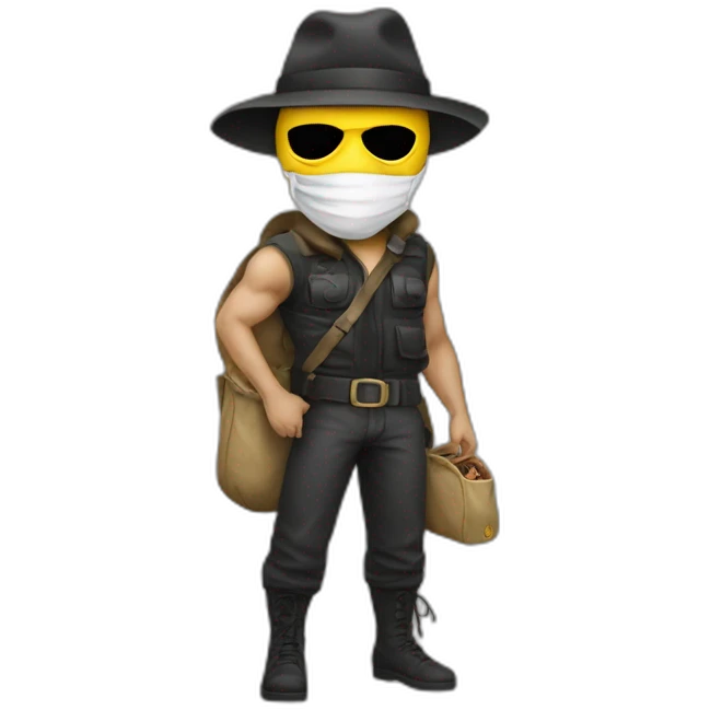 bandit in a mask and a bag of money emoji