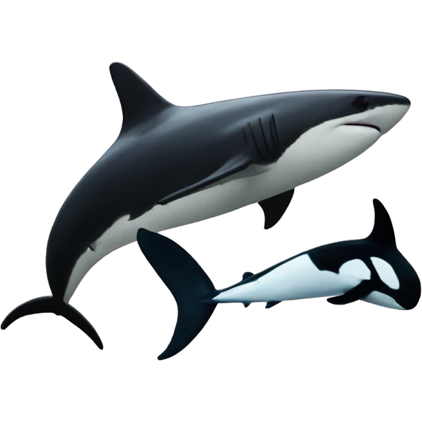 Thresher Shark and an orca kissing  emoji