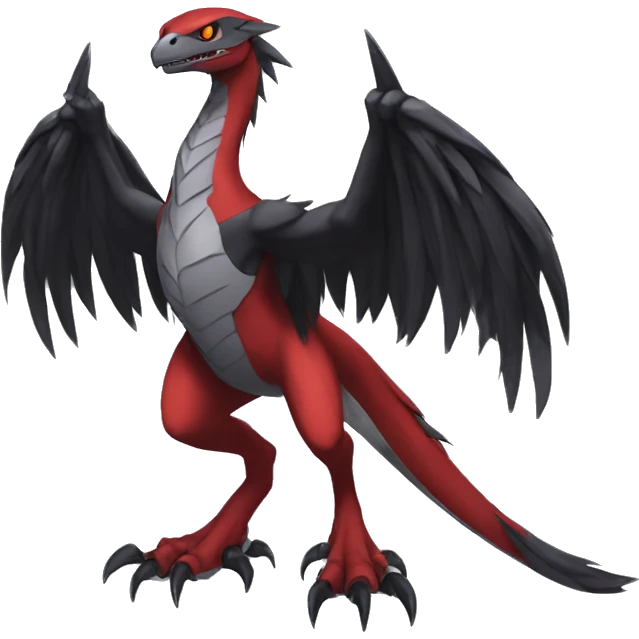  Cool Edgy Black Red Grey Digimon-Fakemon-Raptor-Reptile full body emoji