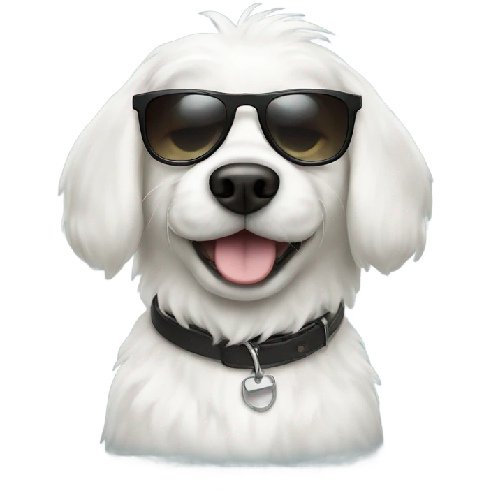 A cute white dog with sunglasses emoji