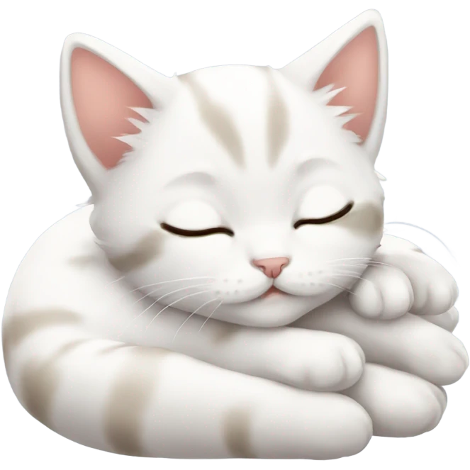 Cute kitten white sleeping anime emoji