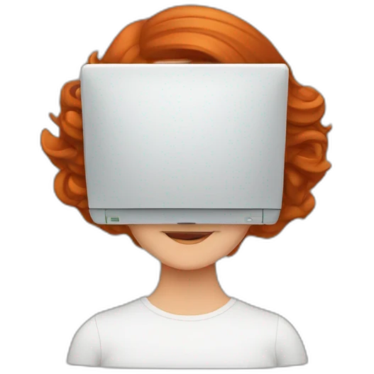 redhead woman behind computer emoji