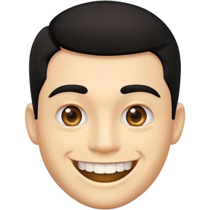 Isso agora faca esse emoji masculino com um cabelo preto baixo e um sorriso com um dente de ouro emoji