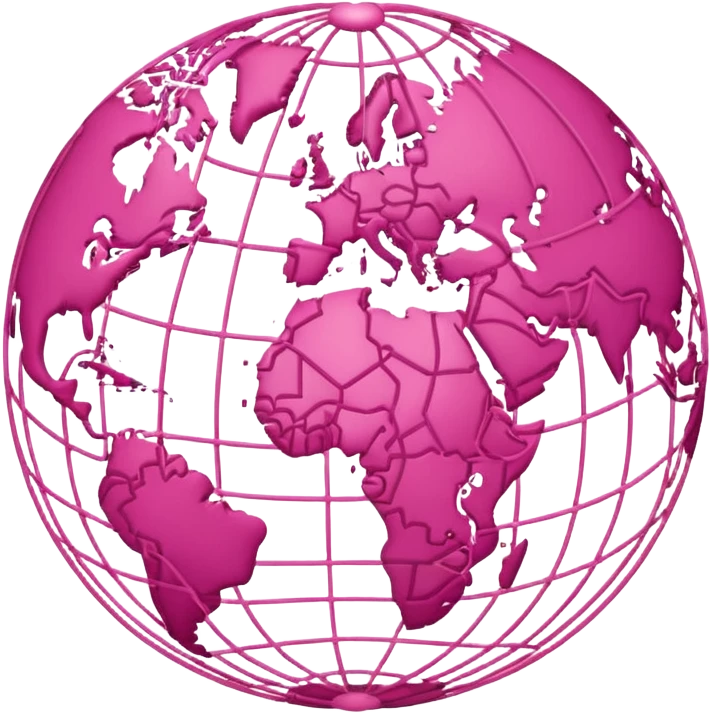 stylized globe with pink and light pink network lines connecting continents emoji