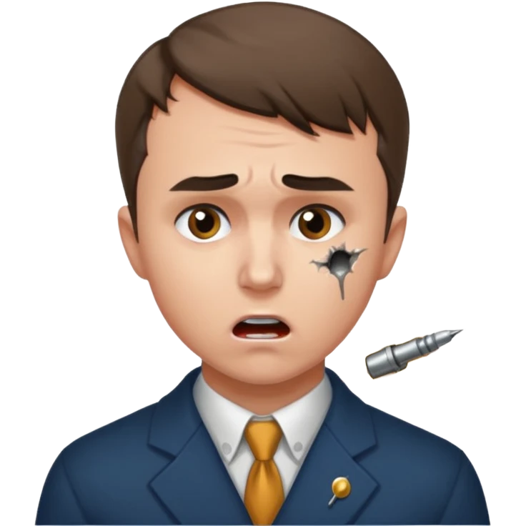 Charlie kirk with bullet hole on neck and scared expression  emoji